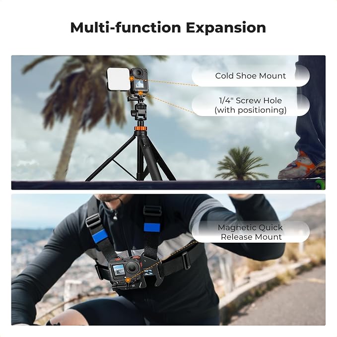 K&F CONCEPT Aluminum Alloy Camera Cage Compatible with DJI Osmo Action 6 | Protective Cage Expansion Frame Case with Cold Shoe | 1/4" Screw Adapter for Tripod, Selfie Stick, Action 6 Accessories, CD03 - Image 3