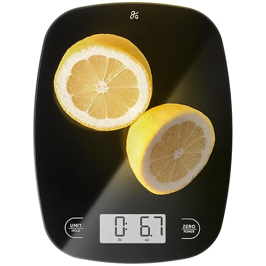 Greater Goods Food Scale, Slim & Compact Build, 1g Precision (Black Glass) | Digital Kitchen Scale for Cooking, Meal Prep & Portion Control, Tare, Auto Shut-Off, g/oz/lb/ml Conversion & Calorie Tracking by GreaterGoods