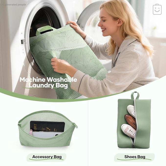 Veken 9/11 Set Compression Packing Cubes Garment Bags for Travel Essentials,Compressible Expandable Luggage Organizer Bags for Clothing,Space Saver Bags with Over 1000 pcs of Mesh Holes(Matcha Green) - Image 7