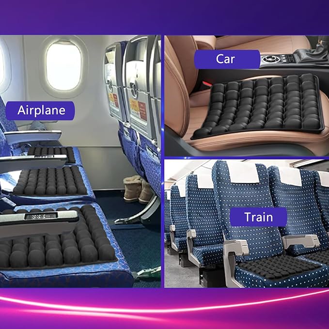 SUNFICON Air Cushion Inflatable Chair Air Seat Cushion Car Portable Breathable Comfort Cushion Office Wheelchair Pad Orthopedics Pain Pressure Relief Cushion Camping Seat Mat 18 x 16 x1 in Black - Image 8