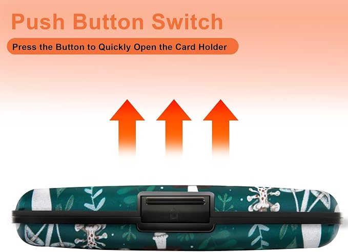 Mayski Credit Card Holder for Women RFID Blocking Wallet, Mushroom | Card Wallets for Women Small Mini Business Metal Accordion Aluminum Alloy Hard Case for Men - Image 6