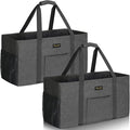 GhvyenntteS Extra Large Utility Tote Bag 2 Pack - Stand Up Utility Tote with Metal Wire Frame & Hard Bottom Board, Reusable Grocery Bags With Handles for Storage, Picnics, Beach, Laundry, Car, Camping by GhvyenntteS