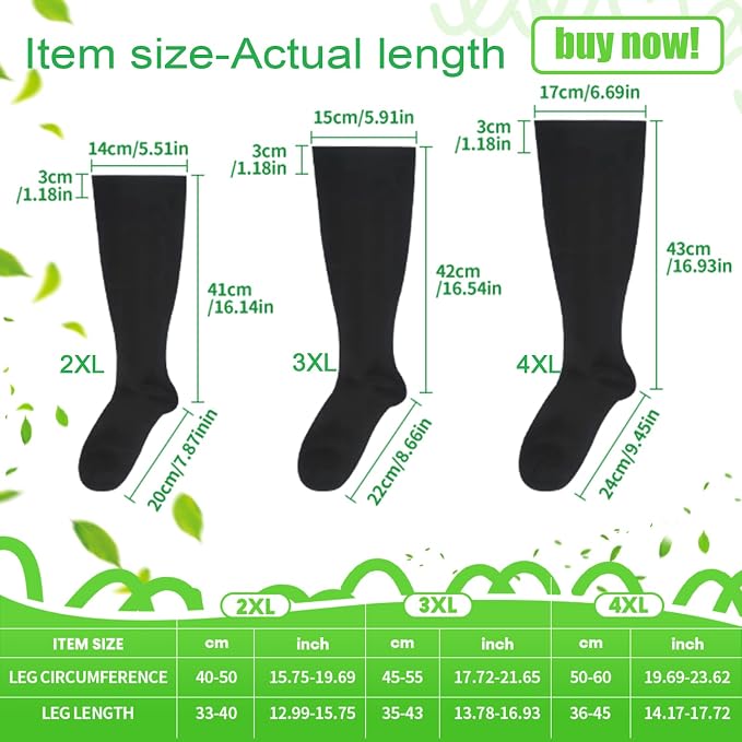 Compression Socks for Women &Men Wide Calf, Plus Size 15-20 mmhg,Knee High,compression stockings - Image 6