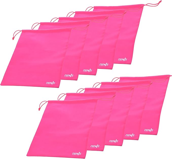 Cosmos 10 Pcs Travel Shoe Bags Shoe Organizer Pouch Storage String Bags for Travel Trip Carrying Packing, Dust-proof Non-Woven Fabric in Drawstring, 13.75" x 11" (Hot Pink) by Unknown
