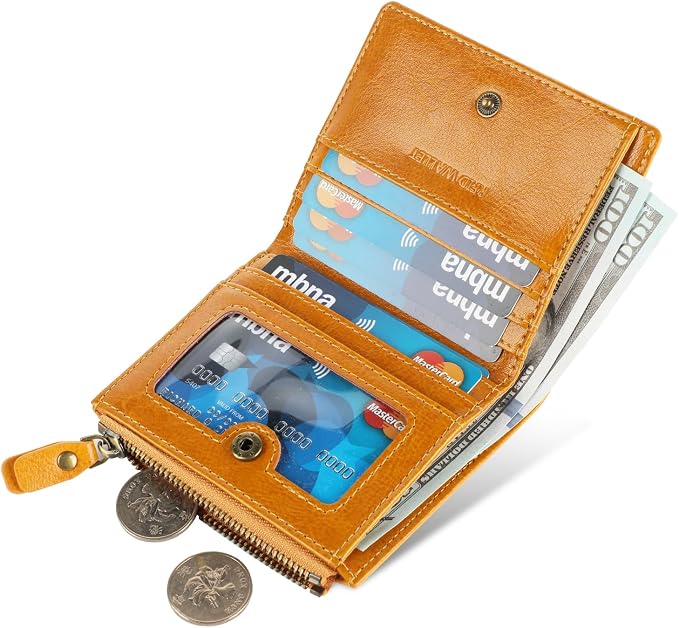Ultra Thin Small Compact Leather Womens Girls Wallets RFID Blocking Credit Card Holder for Women - Image 2