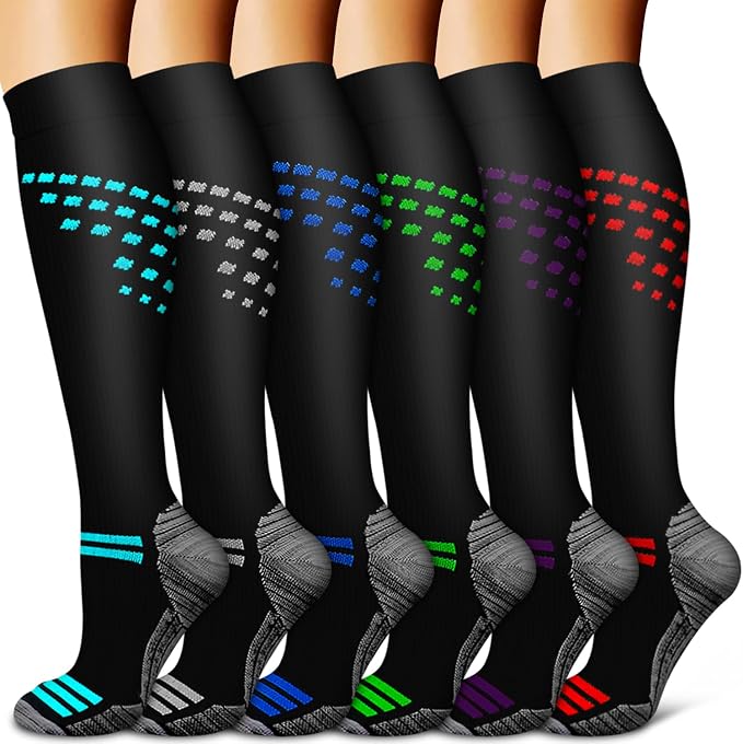 Copper Compression Socks for Women & Men (6 pairs) - Best Support for Nurses, Running, Hiking, Recovery by BLUEENJOY