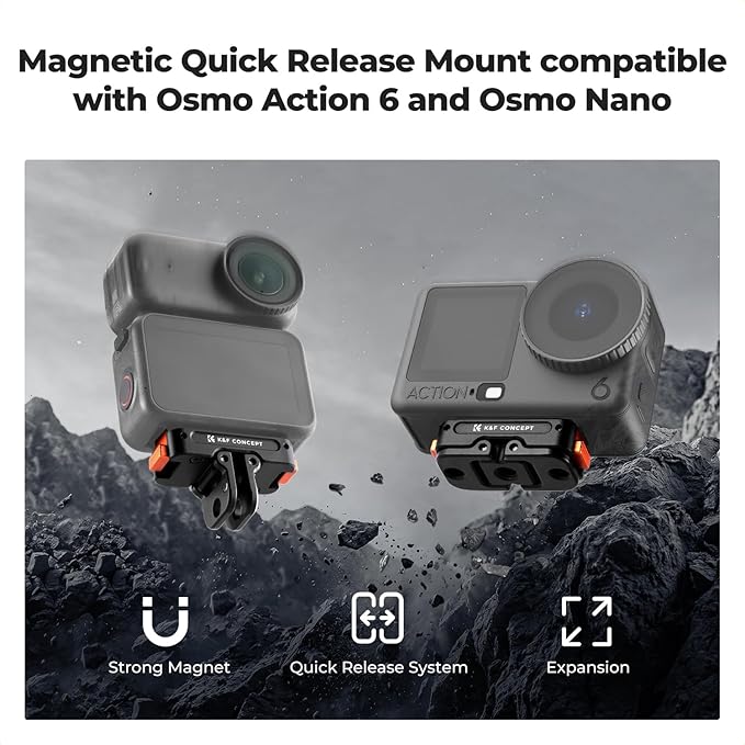 K&F CONCEPT Cage + Foldable Quick Release Mount Kit for DJI Osmo Action 6 | Protective Expansion Frame Case with Cold Shoe Mount | 1/4" Screw Adapter for Tripod, Selfie Stick Action 6 Vlogging, CD07 - Image 5
