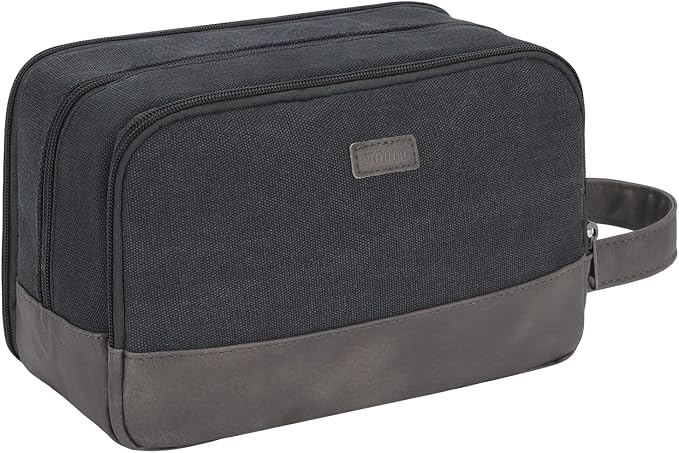 WANDF Travel Toiletry Bag for Men, Canvas Shaving Dopp Kit | Wet Separation, Water-Resistant Fabric, Travel Bag for Toiletries, Shaving Accessories, Weekend Trips by WANDF