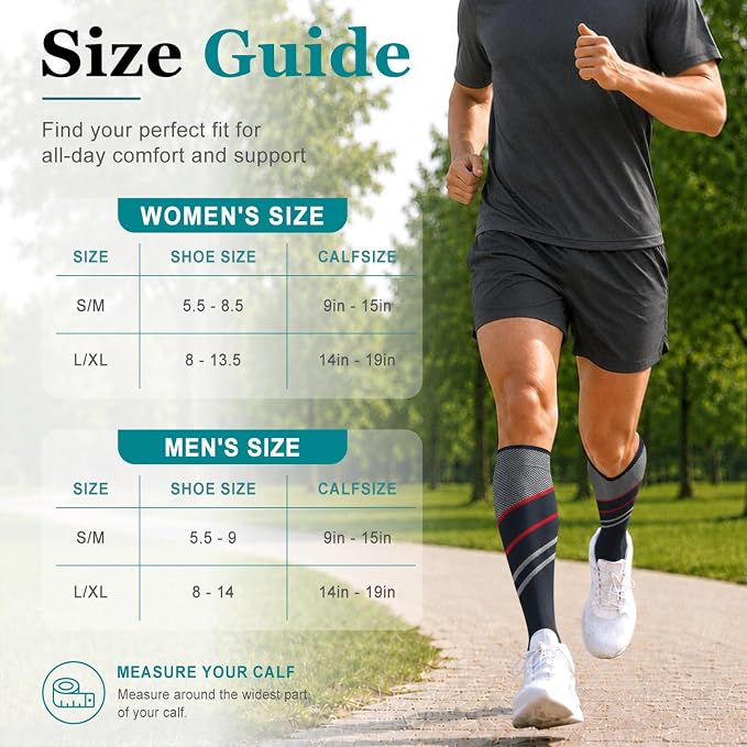 COOLOVER Copper Compression Socks for Women and Men(6 Pairs)-Best Support for Running, Athletic, Travel - Image 7