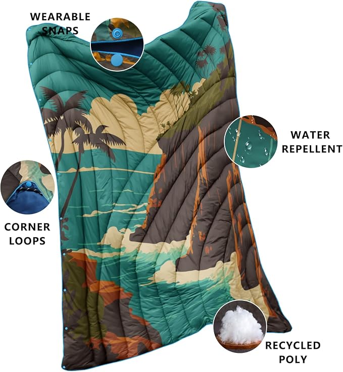 Camping Blanket,Puffy Printed Camp Blankets Lightweight Packable for Outdoor Camping,Traveling, Stadium, Hiking, Picnics - Image 3
