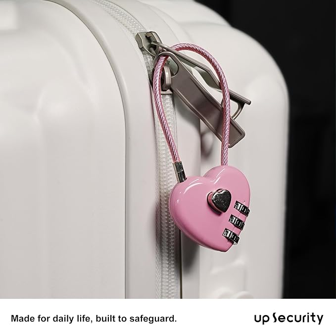 Small Combination Lock for Locker, Cable Lock with Code, Pink Padlock Combination, for Luggage, Suitcase, Gym Locker, Backpack Zipper, Cabinet, Box, Fence Gate, Travel Safe, Outdoor Use - Image 7