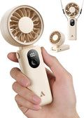 Aecooly Mighty Portable Handheld Fan | 26H Max Cooling | 3 Flexible Modes | 5 Speeds Wind | Battery Level Display | USB Rechargeable Mini Personal Battery Powered, Gifts for Women, Travel -Beige by Aecooly
