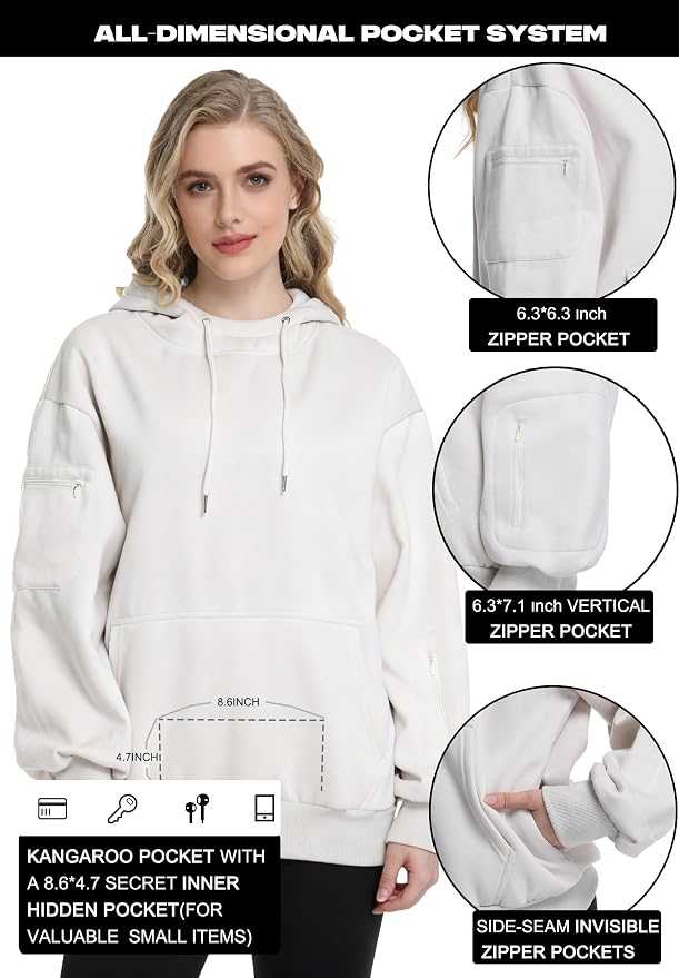 Unisex Travel Hoodie with Eyemask Fleece Sweatshirt Fall Winter | Airplane Hoodie with Multi Pockets & Eye mask Womens Sweatshirts Comfort Pullover Fleece Sweaters Fashion Tops for Couples - Image 3