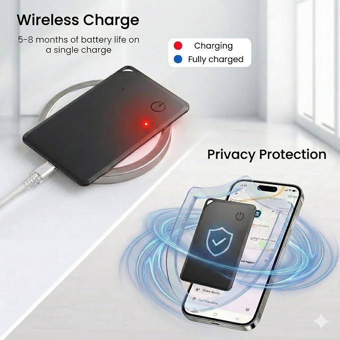 MFi Certified Wallet Tracker Card Compatible with Apple Find My Air Tag iOS | Slim Bluetooth Tracker Card For Wallets Passports Luggage With Rechargeable Battery Waterproof No Subscription Item Locator - Image 5