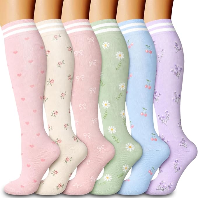 Compression Socks for Women & Men Circulation(6 pairs)-Graduated Supports Socks for Running, Athletic Sports by LaiteHebe