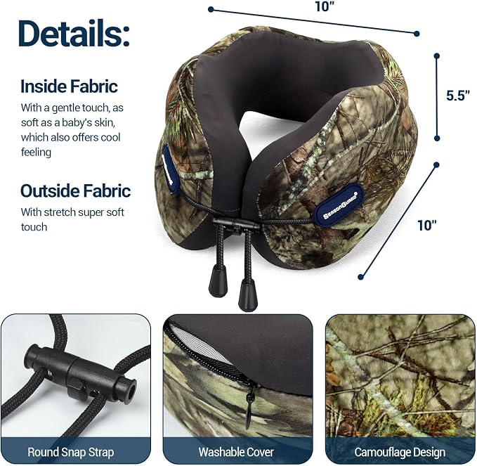 Season Guard Travel Neck Pillow for Airplane Car Flight - Dual-Core Memory Foam Pain Relief Pillows for Sleep - Best Traveling Essential Accessories for Rest - Head Cushion for Women Adult Kids - Image 3