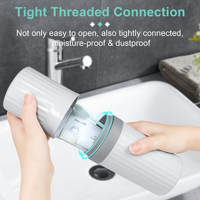 Mulbozy Travel Toothbrush Holder, Large Travel Toothbrush Cup Case, Portable Travel Toothbrush Toothpaste Makeup Storage for Business Trip Camping School - Gray - Image 3