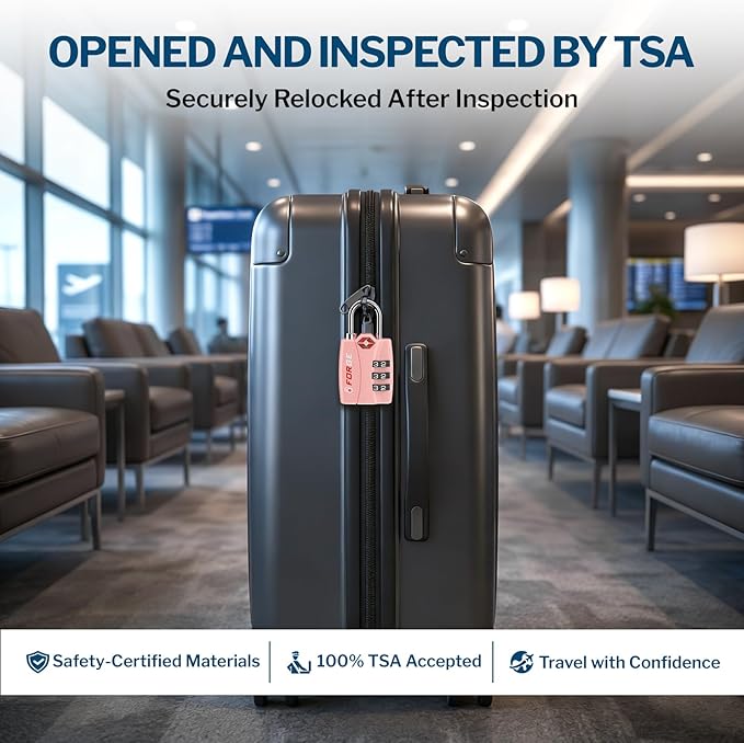 Forge Open Alert TSA Approved Luggage Locks - 3 Digit Combination, Easy Read Dials, Zinc Alloy Body - Ideal Travel Lock for Luggage, Suitcases, Bags & Toolboxes. Pink 2 Locks. - Image 6