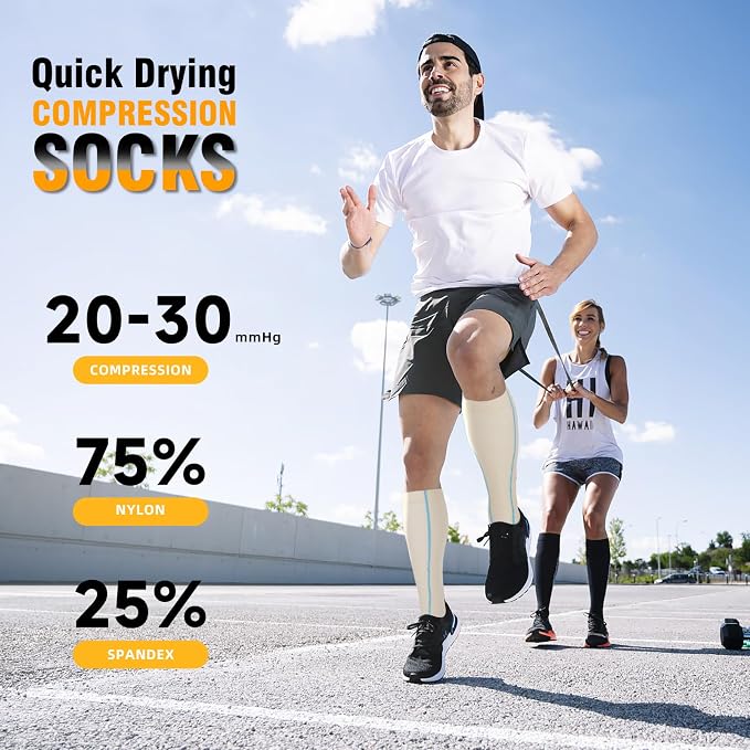 cerpite Compression Socks for Women & Men 6 Pairs Knee High Compression Socks 20-30 mmhg Best for Running,Nurse,Travel - Image 2