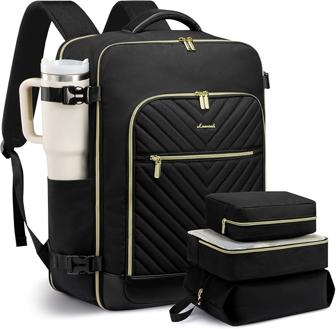 LOVEVOOK Large Travel Backpack for Women, TSA Carry on Backpack for Airplanes, 40L Personal Item Travel Bag for Women fits 17" Laptop,Waterproof Carry on Bag Airplane Approved with 3 Packing Cubes by LOVEVOOK