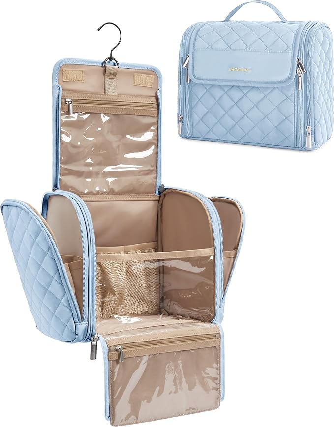 BAGSMART Toiletry Bag for Women, Travel Toiletry Bag Makeup Cosmetic Bag with Hanging Hook, Water-resistant for Toiletries Accessories Brushes Sponge - Image 8