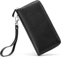 Moflycom Womens Wallet RFID Blocking Genuine Leather Zip Around Wallet Clutch Wristlet Travel Long Purse for Women by Moflycom