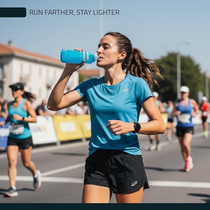 FITLY Soft Flask - Shrink As You Drink Soft Water Bottle for Hydration Pack - Folding Water Bottle Ideal for Running, Hiking, Cycling, Climbing & Rigorous Activity - Image 6