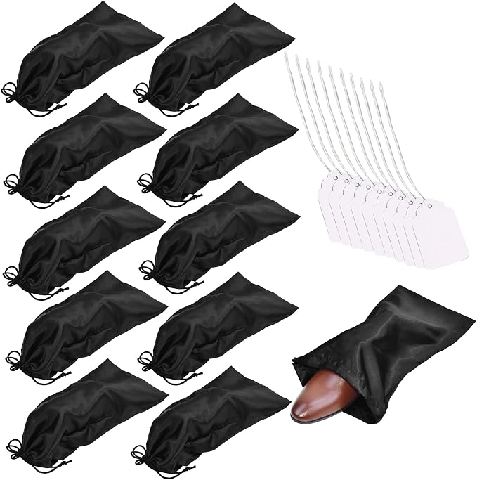 GONGKANGYUAN 10 Pack Shoe Bags for Travel Satin Fabric Shoe Bag with Drawstring for Men Women Travel Protecting Storing Shoes by GONGKANGYUAN