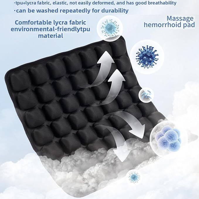Sondor Travel Cushion, Comfortable 3D Inflatable Seat Cushion for Hemorrhoid and Tailbone Pain Relief, Optimal Support for Long Sitting in Car, Air Travel, Office Chairs Etc (36-Grey Point Cushion) - Image 5
