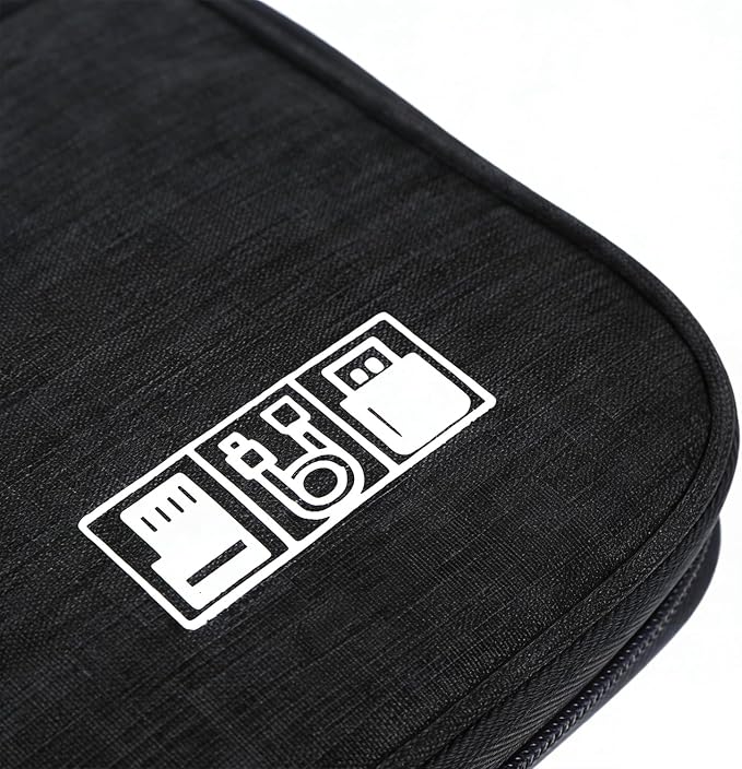 Yamrots Travel Cable Organizer, Electronic Organizer Travel Case, Portable Storage Bag for SD Card, Charger, Power Bank, Earphone (Black) - Image 4
