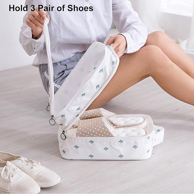 Shoe Bag for Travel, Travel Shoe Bag for Packing, Hold 3 Pairs of Shoes, Travel Essentials for Flying Shoe Organizer Shoe Storage Bag for Travel Cactus White - Image 7