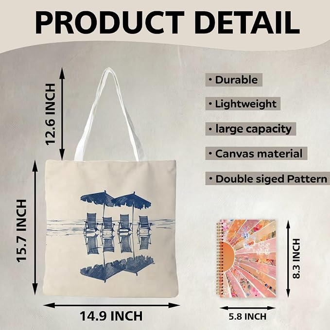 Summer Coastal Beach Canvas Tote Bag - Image 6