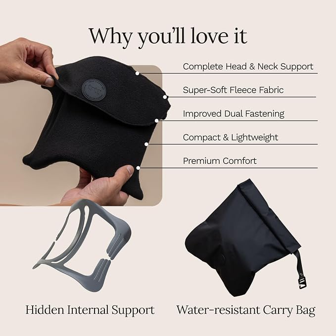 Trtl Travel Pillow Original 2.0 – Scientifically Proven Super Soft Travel Pillow with Premium Head & Neck Support – for Airplane Travel – Machine Washable – Lightweight & Compact – Jet Black - Image 5