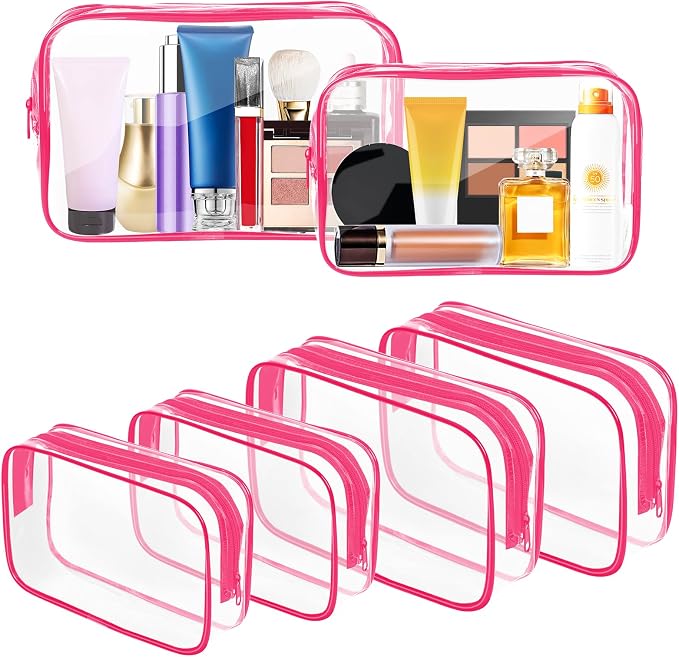 AURUZA Clear Makeup Bag,Portable Travel Toiletry Bags with Zipper, TSA Approved Clear Organizer Bags, PVC Cosmetic Pouch for Airport Airline Compliant by AURUZA