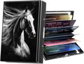 Metal Wallet,Credit Card Holder for Women Men,RFID Blocking Card Holder Wallet Mini Slim Aluminum Wallet ID Case Hard Card Case Business Card Holder Case,White Horse Black by ACWDMKH
