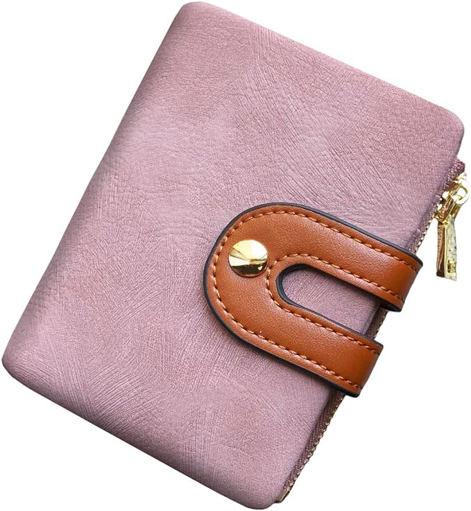 AOXONEL Women's Rfid Small Bifold Leather Wallet Ladies Mini Zipper Coin Purse id card Pocket,Slim Compact Thin by AOXONEL