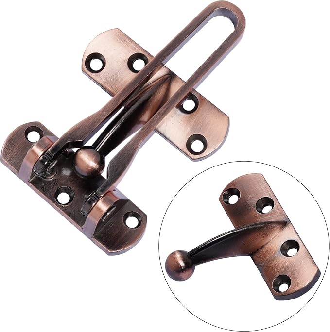 Topbuti Home Security Door Lock, 2 Pack Latch Guard Clasp Front Door Locks for Kids, Home Reinforcement Lock for Swing-in Doors, Hotel Door Latches, Thicken Solid Aluminium Alloy, Classic Bronze - Image 5