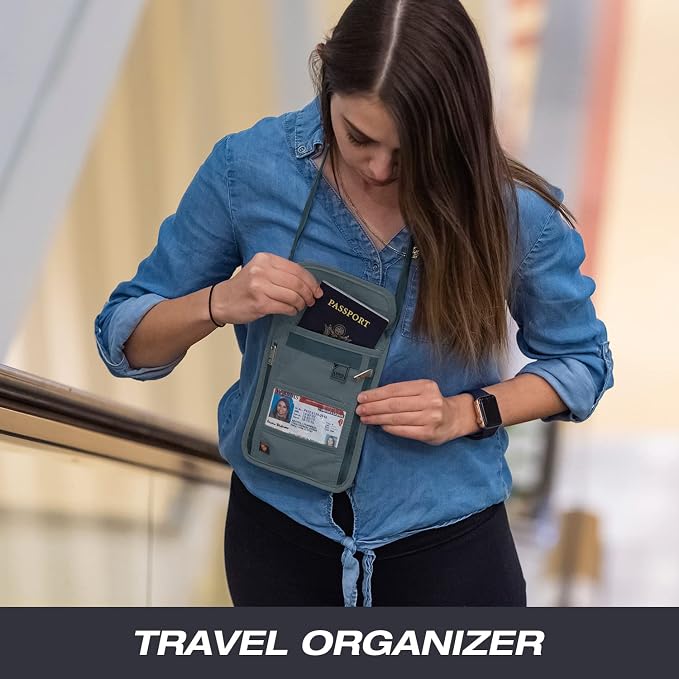 Lewis N. Clark Stash Neck Travel Wallet, RFID Blocking Passport Holder, Protect Personal Information, Slate - Image 7