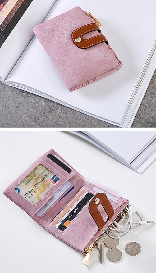 AOXONEL Women's Rfid Small Bifold Leather Wallet Ladies Mini Zipper Coin Purse id card Pocket,Slim Compact Thin - Image 5