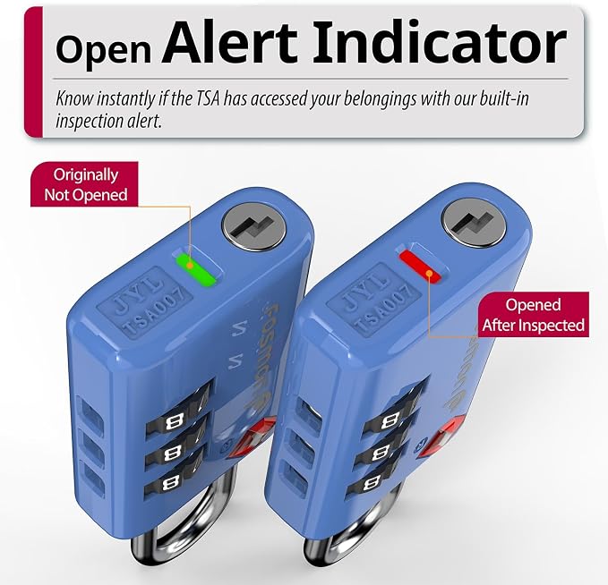 Fosmon TSA Approved Locks for Luggage. Suitcase Locks with Open Alert Indicator, 3 Digit Combination Padlock with Alloy Body for Travel, Backpack Zipper Anti Theft, Locker, Gym, Gun Case- Blue 2 Pack - Image 4