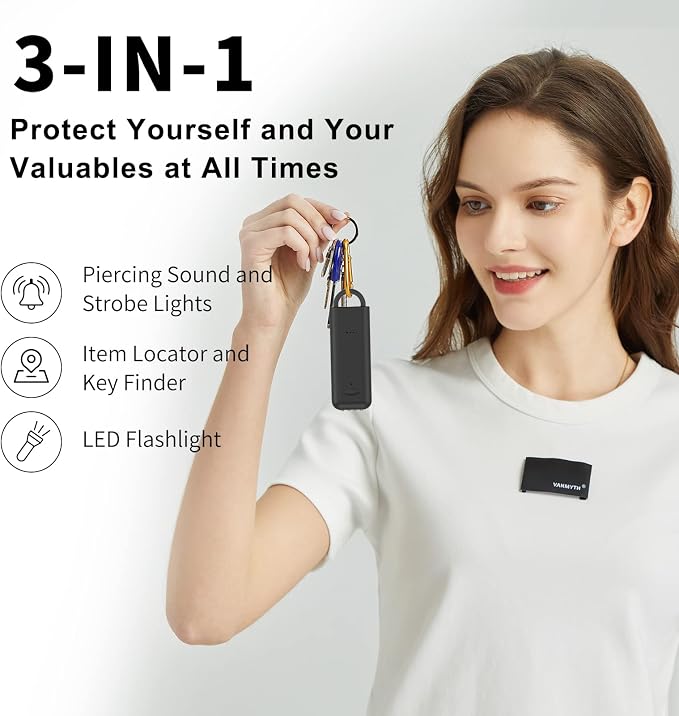 3-in-1 Personal Alarm Keychain with Apple Find My - 130dB Emergency Siren, LED Strobe Flashlight, GPS Tracker Keychain for Women, Kids, Seniors - Real-Time Location, Anti-Loss, iOS Only - Image 2