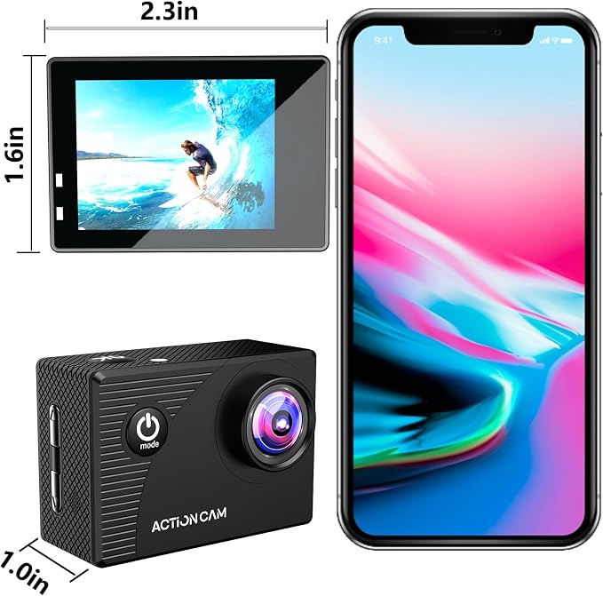 Xilecam Action Camera 1080P Sports Camera Memory Card Action Cam 4xZoom 131ft Underwater Waterproof with 2 X Batteries and Multi-Function Accessory(X2R) - Image 5
