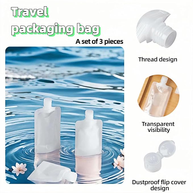 Chinshwehaw Travel Bottles Kit Leak Proof Silicone - Refillable Containers for Lotion, Shampoo, Cream (30/50/100ml, 3 Pack) - Image 2