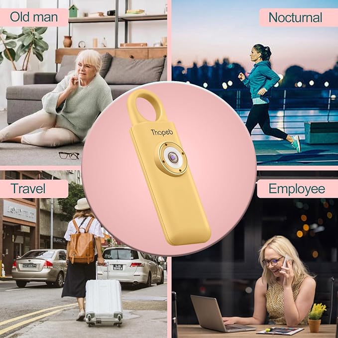 Personal Safety Alarm for Women – Superior Loud Siren & SOS Strobe | Premium Compact & Well-crafted Self Defense Keychain Alarm, College Dorm Essential, Variety of Colors (Metallic Gold) - Image 8