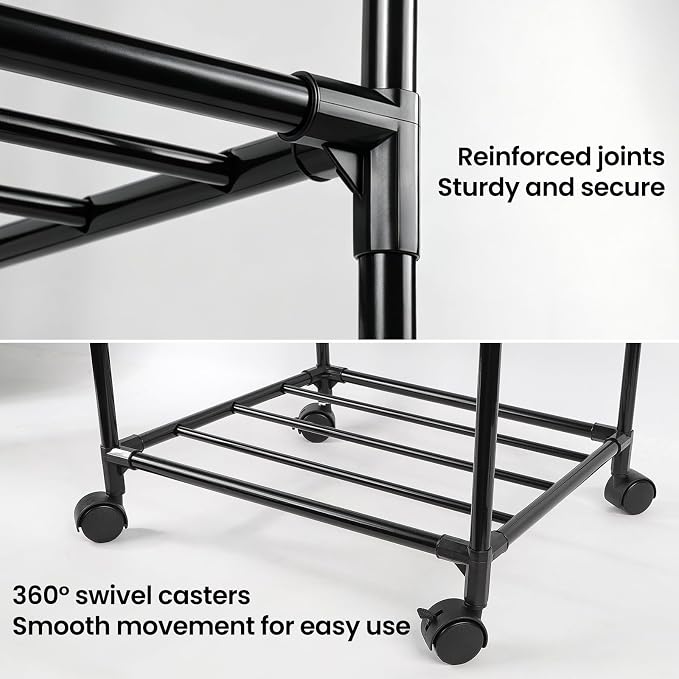 GOESWELL Storage Cart 6 Tier Slim Rolling Utility with Wheels for Bathroom | Storage Cart For Bathroom 6 Tier Slim Rolling Utility With 2 Lockable Casters Narrow Metal Shelving Unit - Image 4