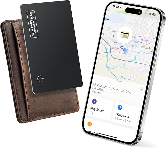 Wallet Tracker Card 0.07in Slim, Compatible with Apple Find My iOS Only, Bluetooth Tracker Smart Tracking Card Wallet Finder, IP68 Waterproof, Item Locator for Luggage Tags, Passports, Purse by KINDEEP