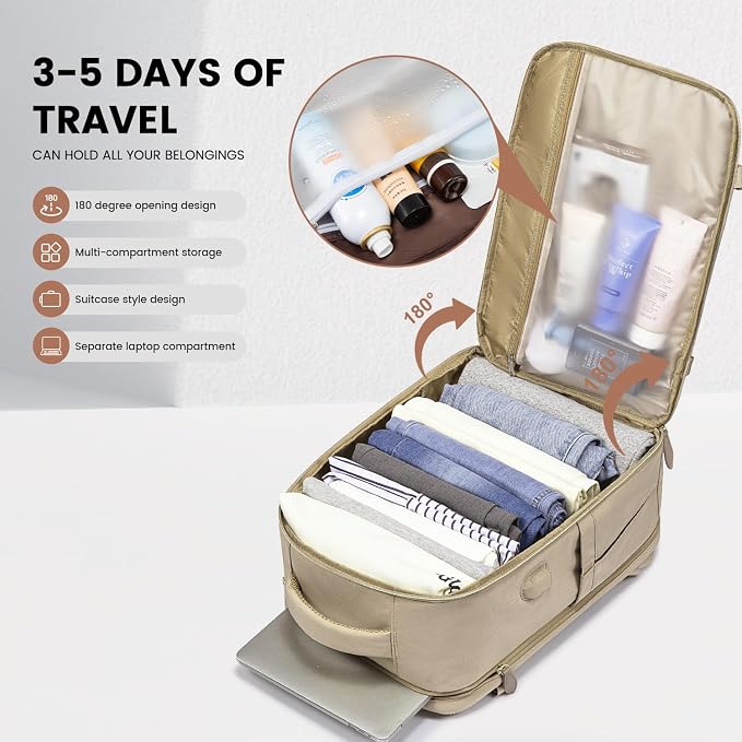 LOVEVOOK Travel Backpack for Women Men, 40L Carry On Backpack with 3 Packing Cubes,TSA Personal Item Travel Bag Airline Approved, Water Resistant Weekender Overnight Luggage Daypack - Image 5