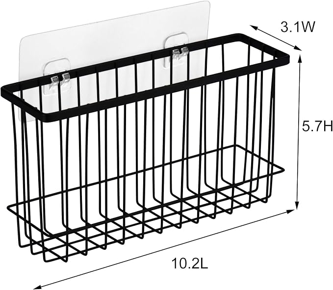 Toplife Wall Door Adhesive Kitchen Wrap Organizer Rack, No Drilling, Black - Image 2