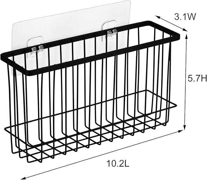 Toplife Wall Door Adhesive Kitchen Wrap Organizer Rack, No Drilling, Black, 2 Pack - Image 2