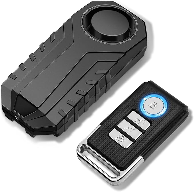 113dB Bike Alarm Anti Theft with Square Remote | Motion Sensor Bicycle Alarm, IP65 Waterproof Bike Accessories, Sensitivity Adjustable & SOS, for Scooter/Motorcycle/Tricycle by KCMYTONER